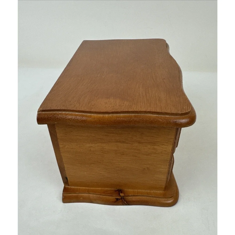 Small Jewelry Box Oak Finish Velvet Lined, Mirror, Lift Top & lift out tray